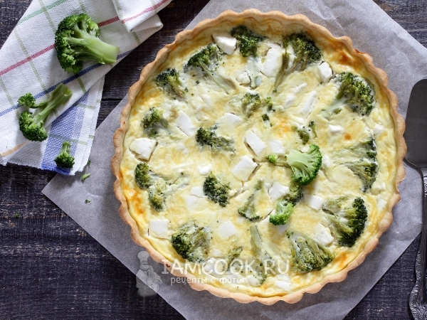 Киш с брокколи и брынзой, рецепт с фото
