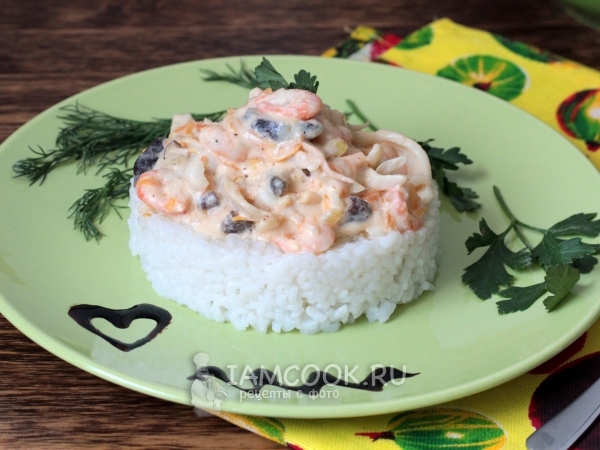 Морепродукты в сливочном соусе, рецепт с фото