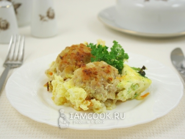 Запеканка с мясными «колобками», рецепт с фото