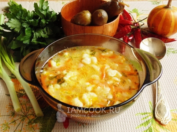 Суп с мини клецками, рецепт с фото