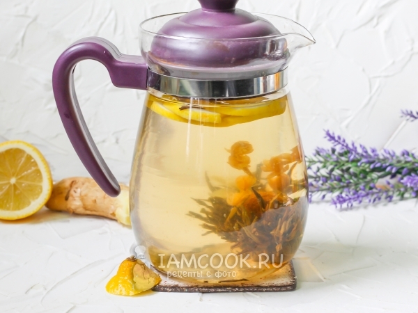 Зелёный чай с имбирем и лимоном, рецепт с фото