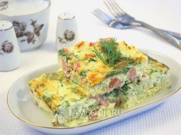 Запеканка из цветной капусты с ветчиной, рецепт с фото