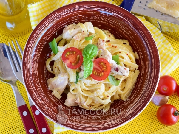 Паста карбонара с курицей (классический итальянский рецепт), рецепт с фото