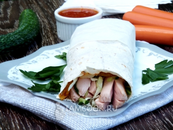 Шаурма с сосиской, рецепт с фото