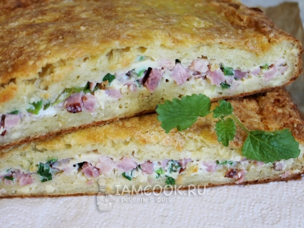 Пирог из творожного теста с корейкой, рецепт с фото