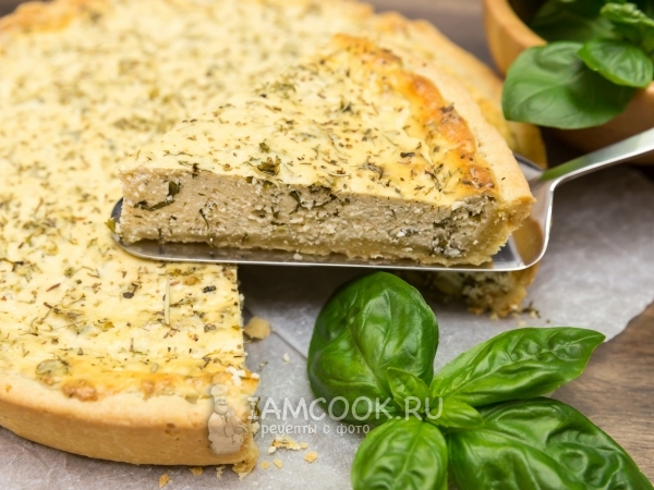 Открытый пирог с творогом и зеленью, рецепт с фото