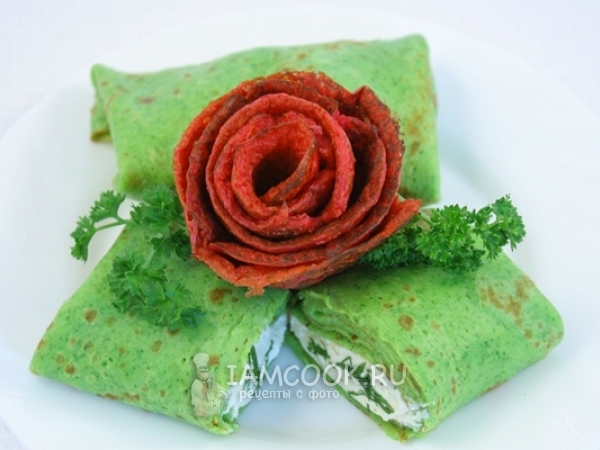 Зеленые блинчики со шпинатом, рецепт с фото
