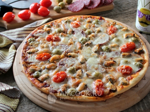 Пицца с мидиями, рецепт с фото