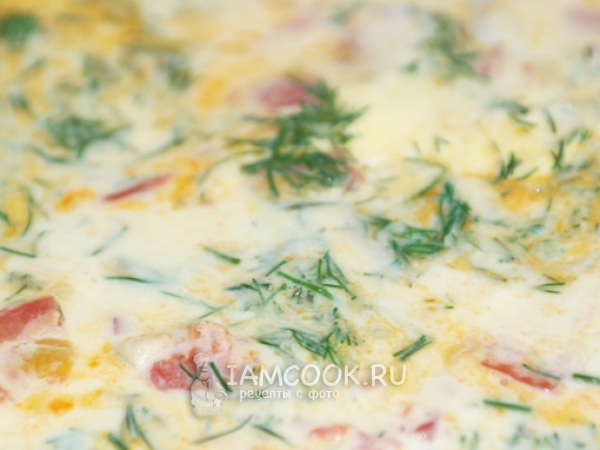 Омлет с помидорами, луком и укропом, рецепт с фото