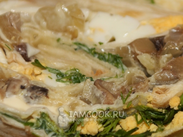 Рулет из лаваша с грибами, рецепт с фото