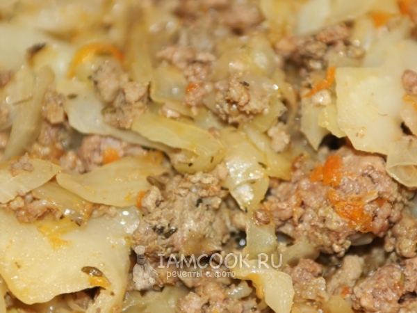 Тушеная капуста с фаршем, рецепт с фото