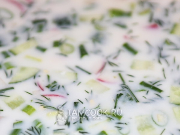 Окрошка на кефире без колбасы, рецепт с фото