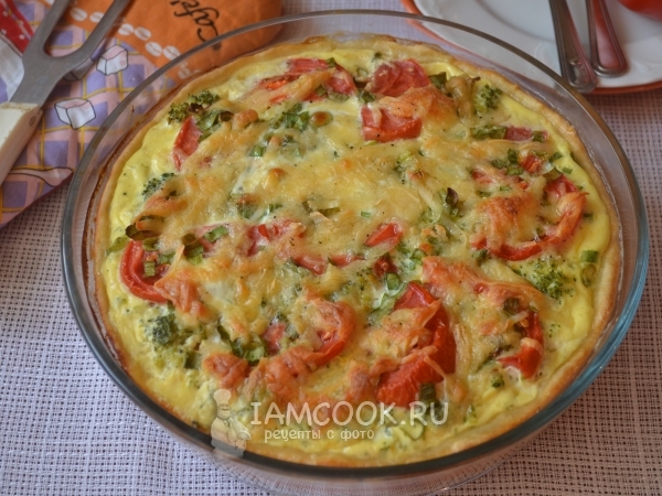 Киш с тунцом, помидорами и брокколи, рецепт с фото