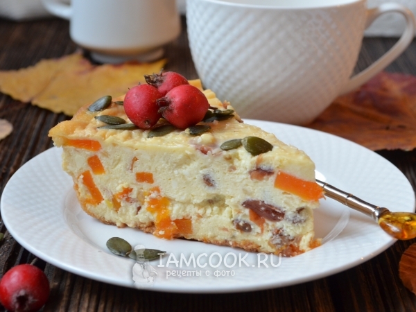 Творожная запеканка с яблоком и тыквой , рецепт с фото