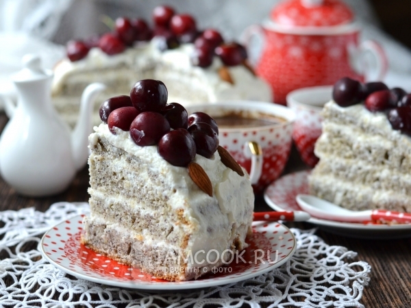 Маковый торт с творожным кремом, рецепт с фото