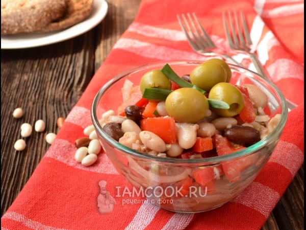 Салат с фасолью, тунцом и овощами, рецепт с фото