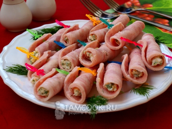 Рулетики из ветчины с сыром, рецепт с фото