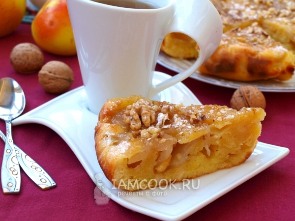 Заливной пирог с яблоками, рецепт с фото