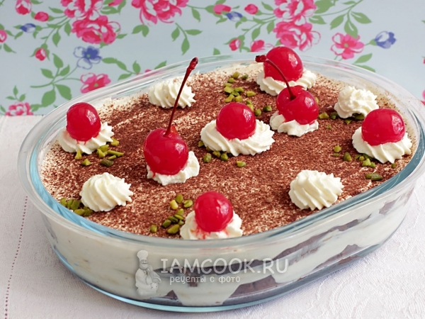 Тирамису на шоколадном бисквите без яиц, рецепт с фото