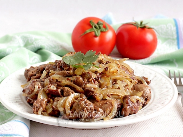 Куриная печень жареная с луком, рецепт с фото