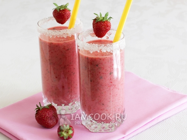 Клубнично-мятный коктейль, рецепт с фото