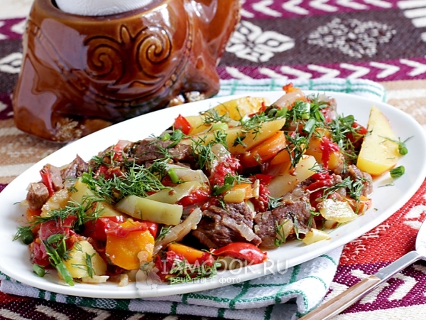 Нарханги - мясо с овощами по-узбекски, рецепт с фото