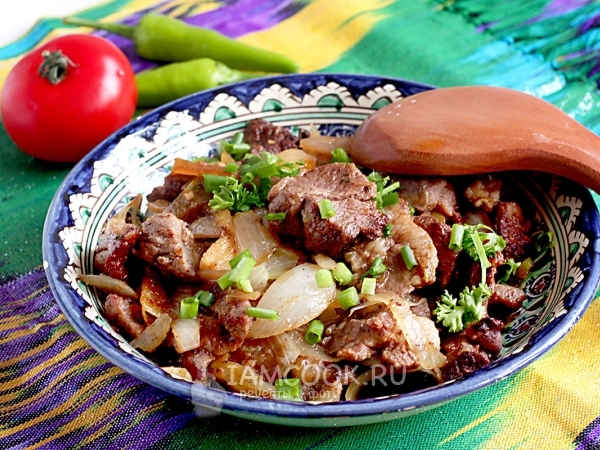 Баранина жареная по-узбекски, рецепт с фото