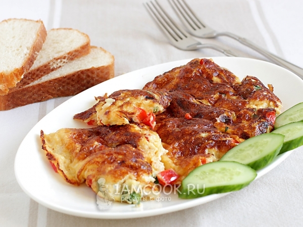 Омлет с помидорами, сыром и зеленью, рецепт с фото