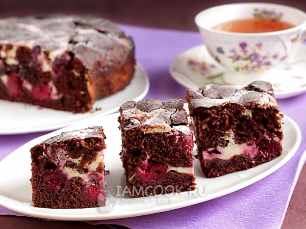 Брауни с творогом и вишней, рецепт с фото