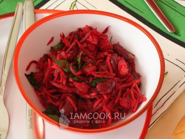 Салат со свеклой и фасолью, рецепт с фото