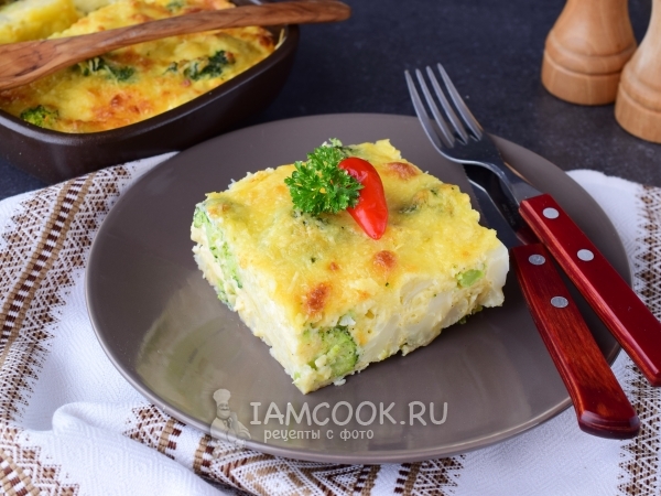 Запеканка из брокколи и цветной капусты, рецепт с фото