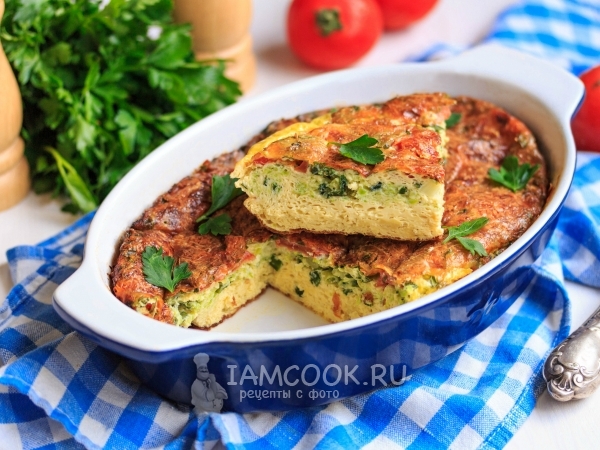 Омлет с помидорами, кабачками и сыром в духовке, рецепт с фото