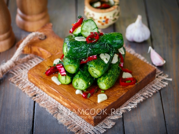 Малосольные огурцы в пакете с чесноком, рецепт с фото