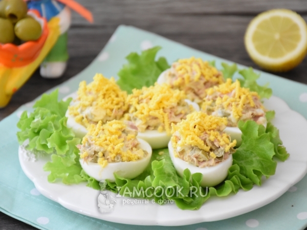 Яйца, фаршированные тунцом, рецепт с фото