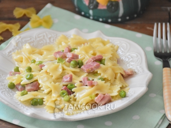 Паста с ветчиной в сливочном соусе, рецепт с фото