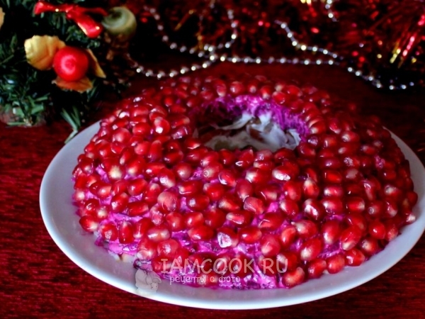 Салат «Гранатовый браслет» со свининой, рецепт с фото