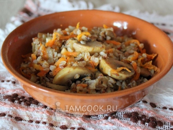 Гречка с грибами (шампиньонами), рецепт с фото